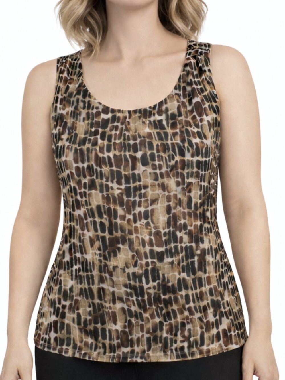 St. John Silk Animal Print Tank Gold Wheat NWT Size 6 Mob Wife Luxe